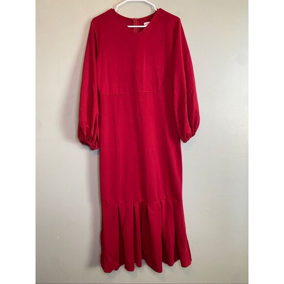 Metamorphosis Girl Red Bodycon Puff Sleeves Fish Tail MIDI Dress 5XL NWOT - Picture 1 of 7